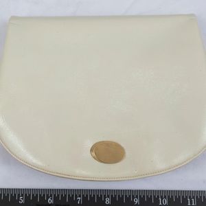 Vintage White Vinyl Clutch Handbag Clasp Elaine